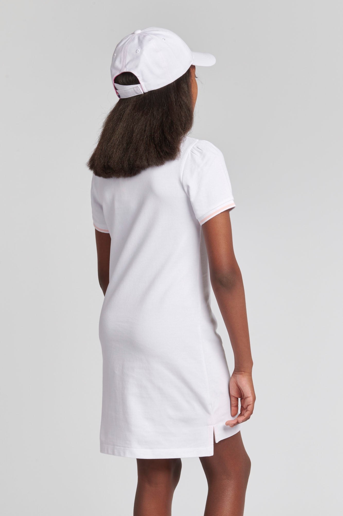 Girls Polo Dress in Bright White