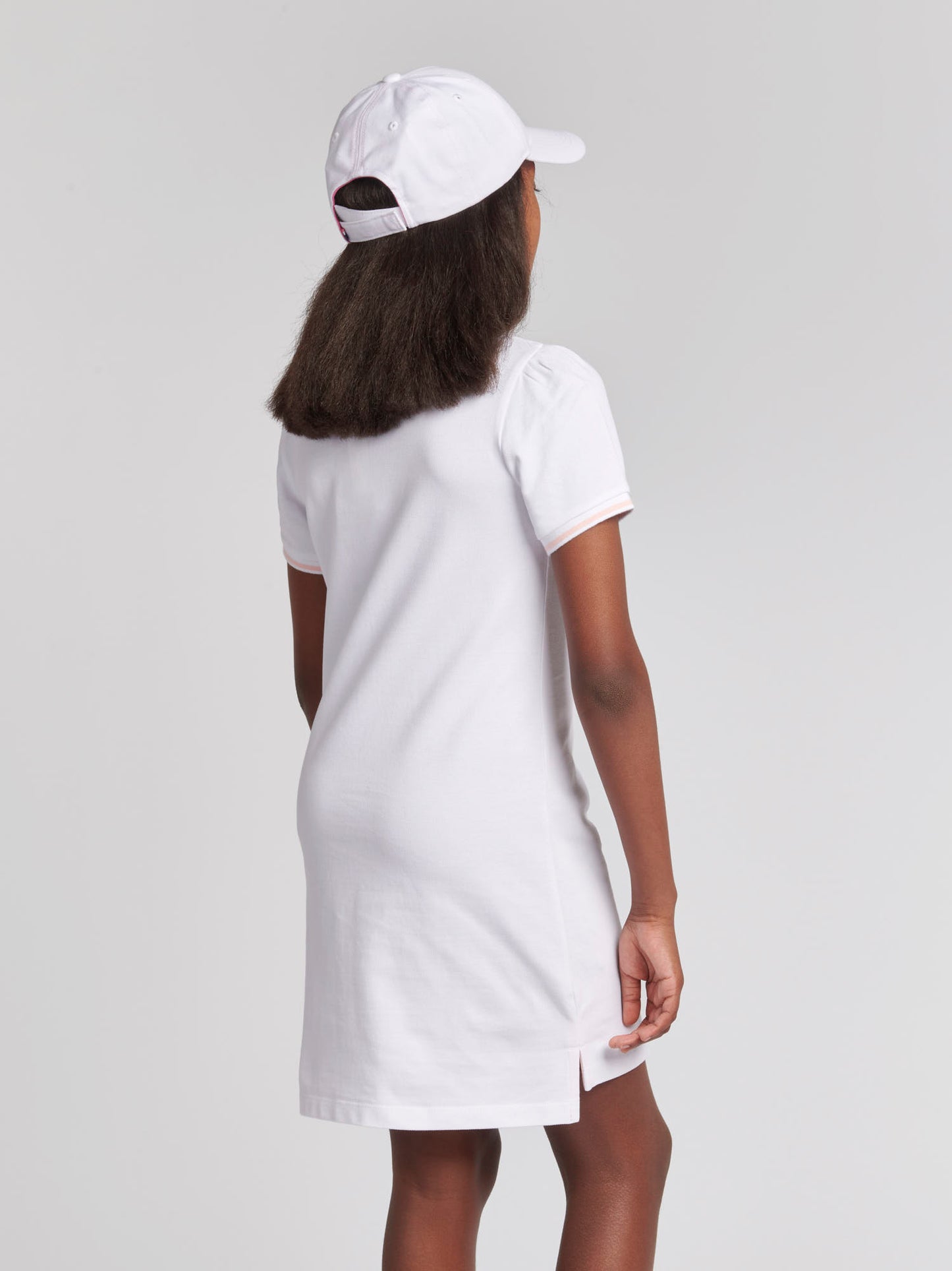 Girls Polo Dress in Bright White