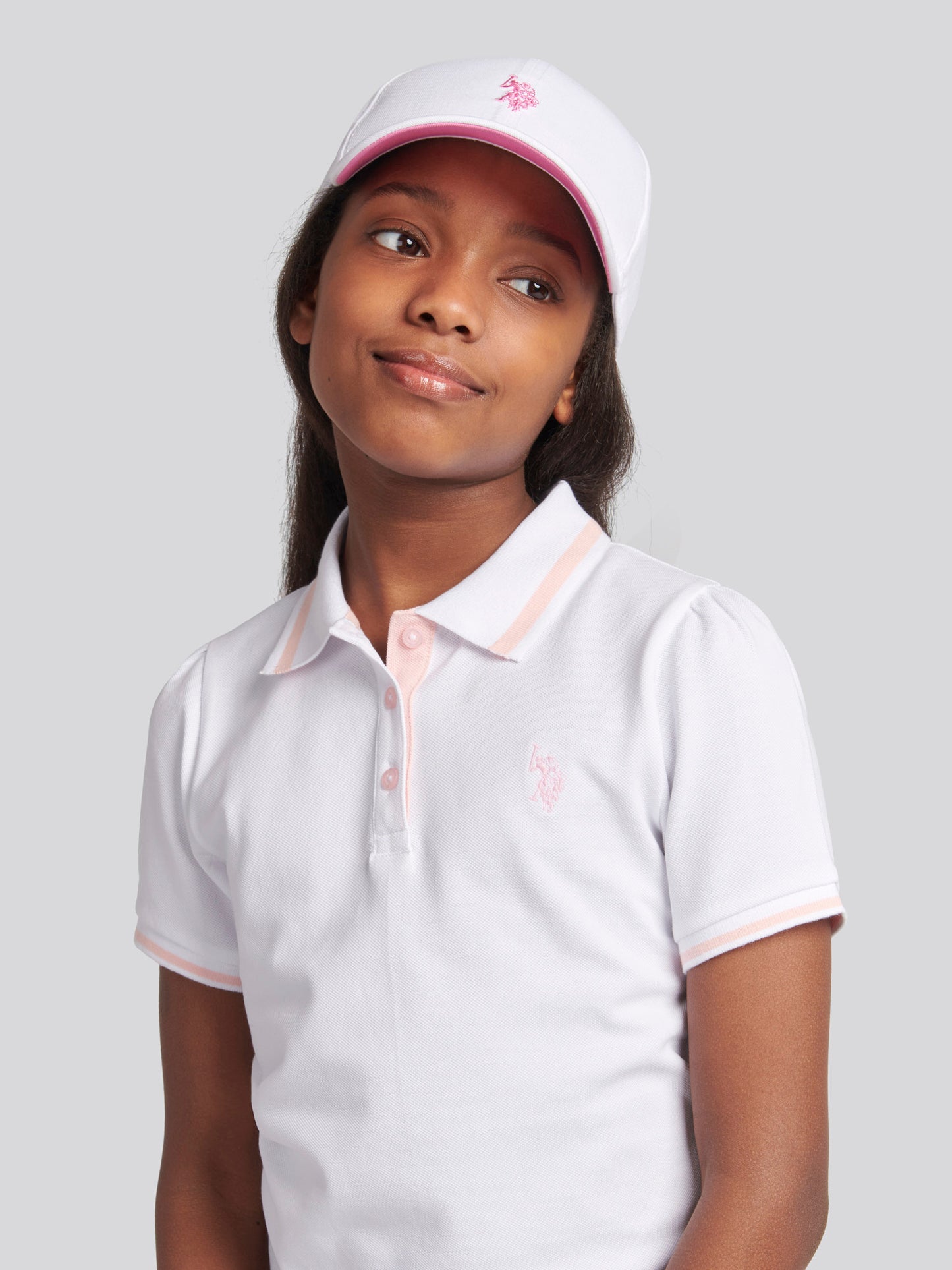 Girls Polo Dress in Bright White