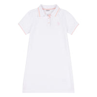 Girls Polo Dress in Bright White