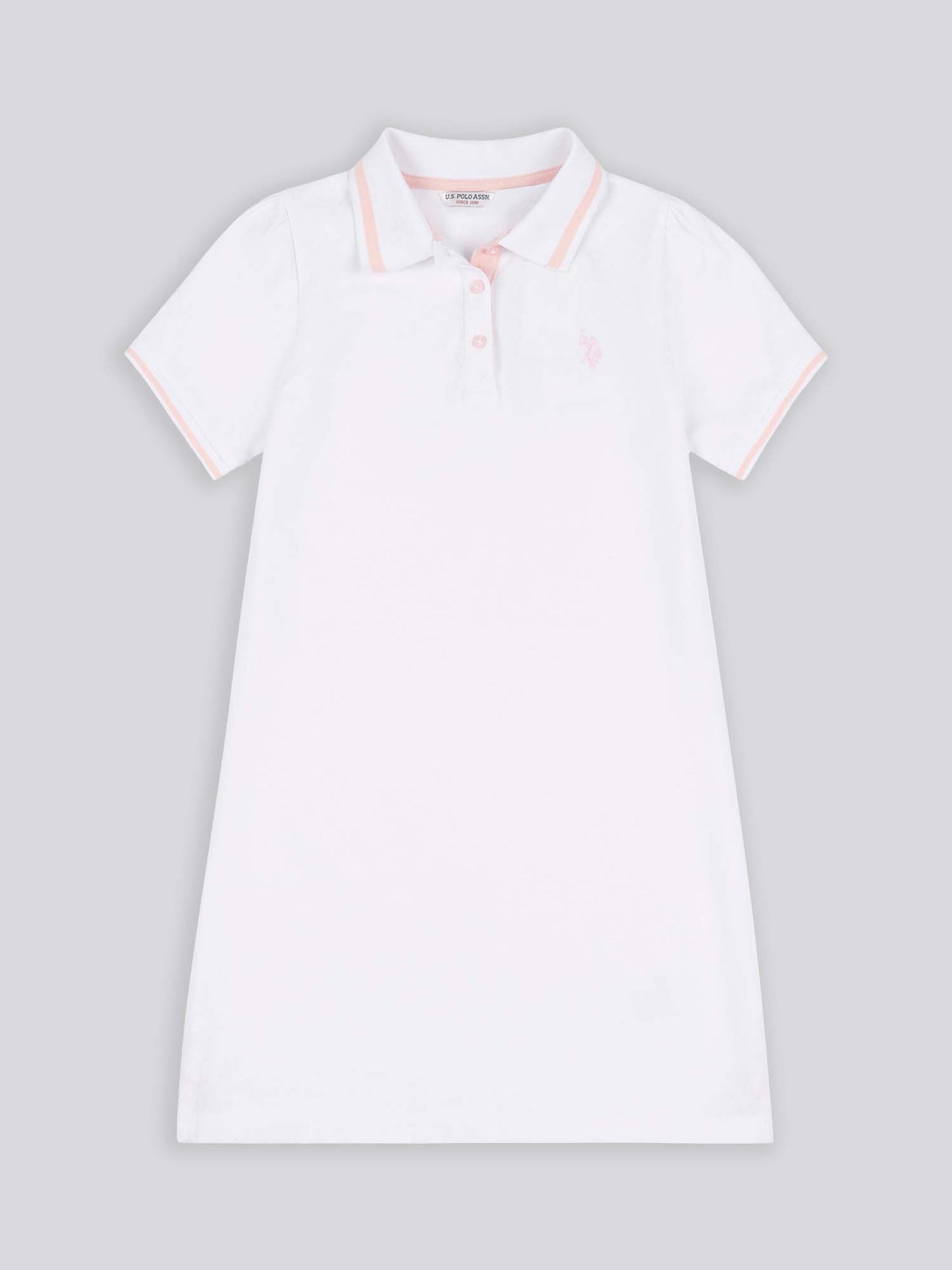 Girls Polo Dress in Bright White