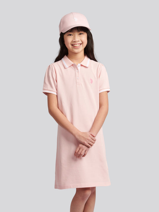 Girls Polo Dress in Crystal Rose