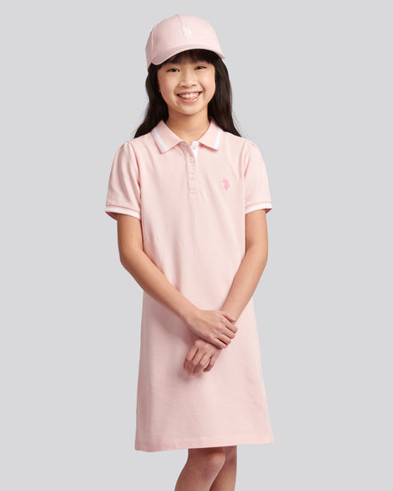 Girls Polo Dress in Crystal Rose