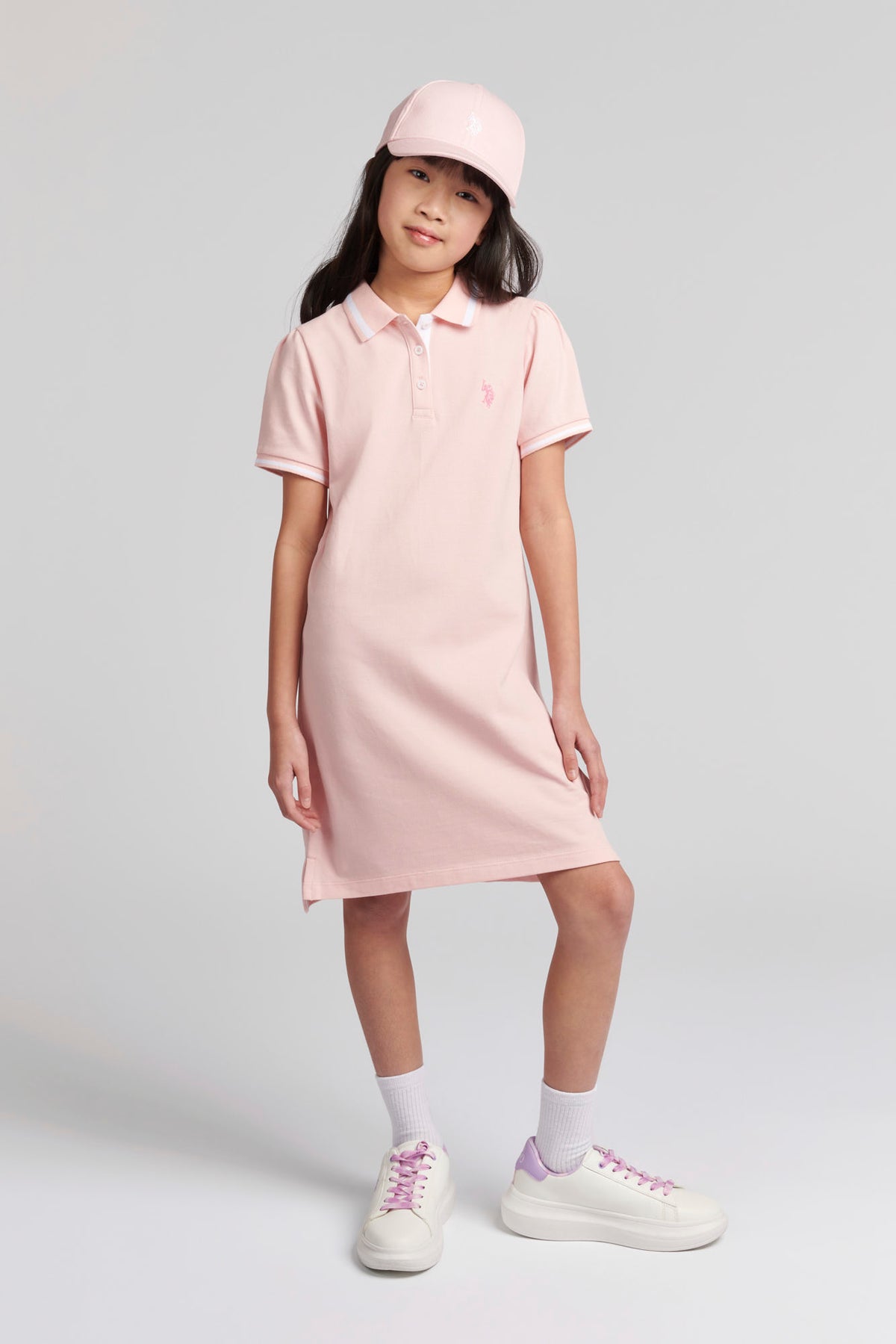 Girls Polo Dress in Crystal Rose