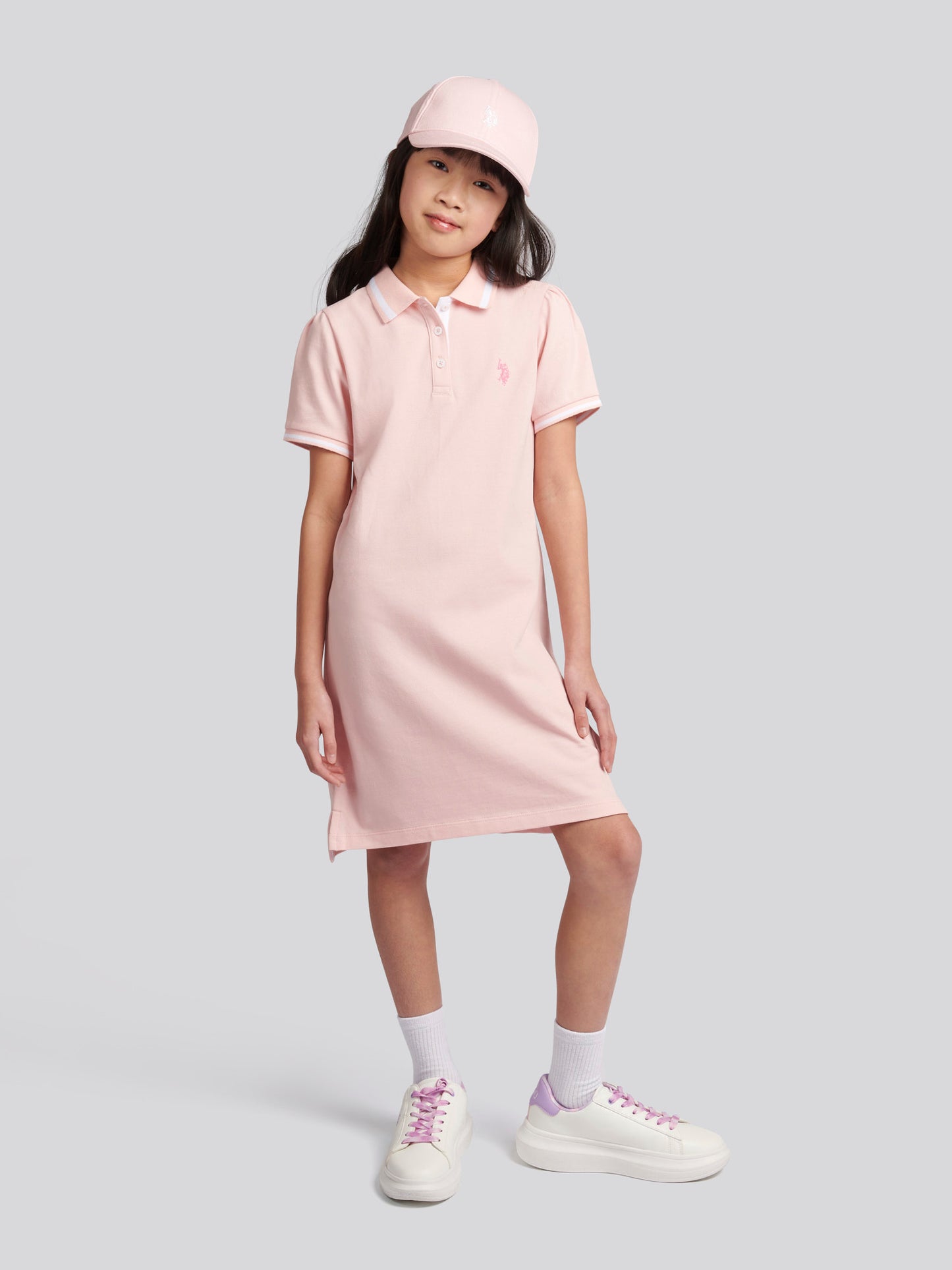 Girls Polo Dress in Crystal Rose