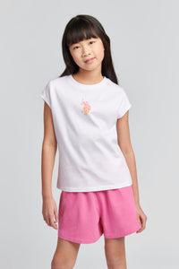 Girls Ombre Bermuda Shorts & T-Shirt Set in Bright White