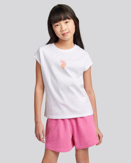 Girls Ombre Bermuda Shorts & T-Shirt Set in Bright White