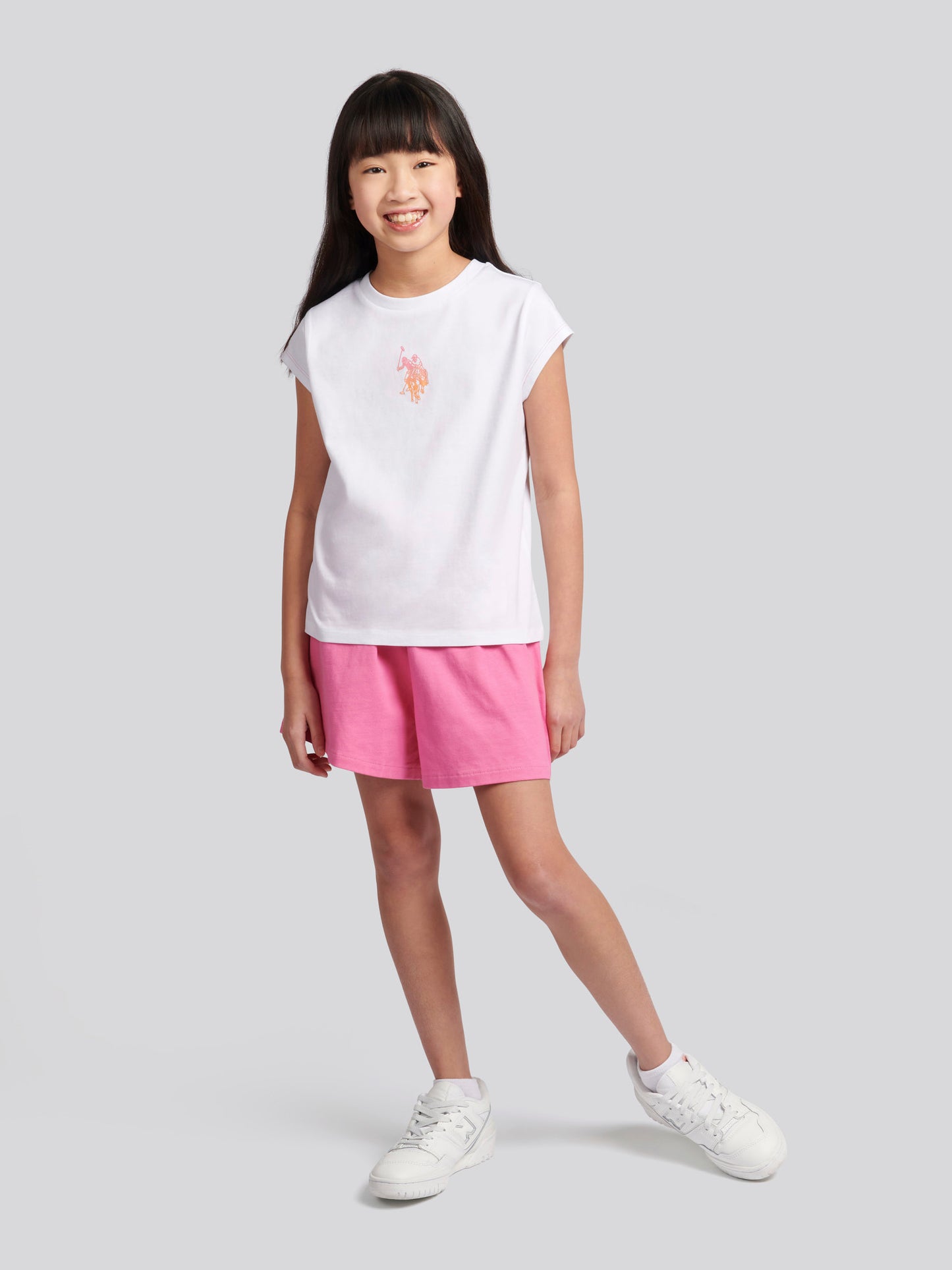 Girls Ombre Bermuda Shorts & T-Shirt Set in Bright White