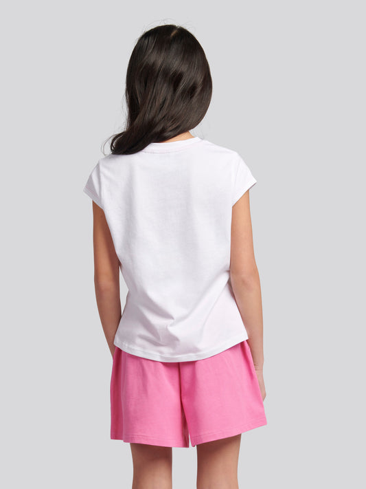 Girls Ombre Bermuda Shorts & T-Shirt Set in Bright White