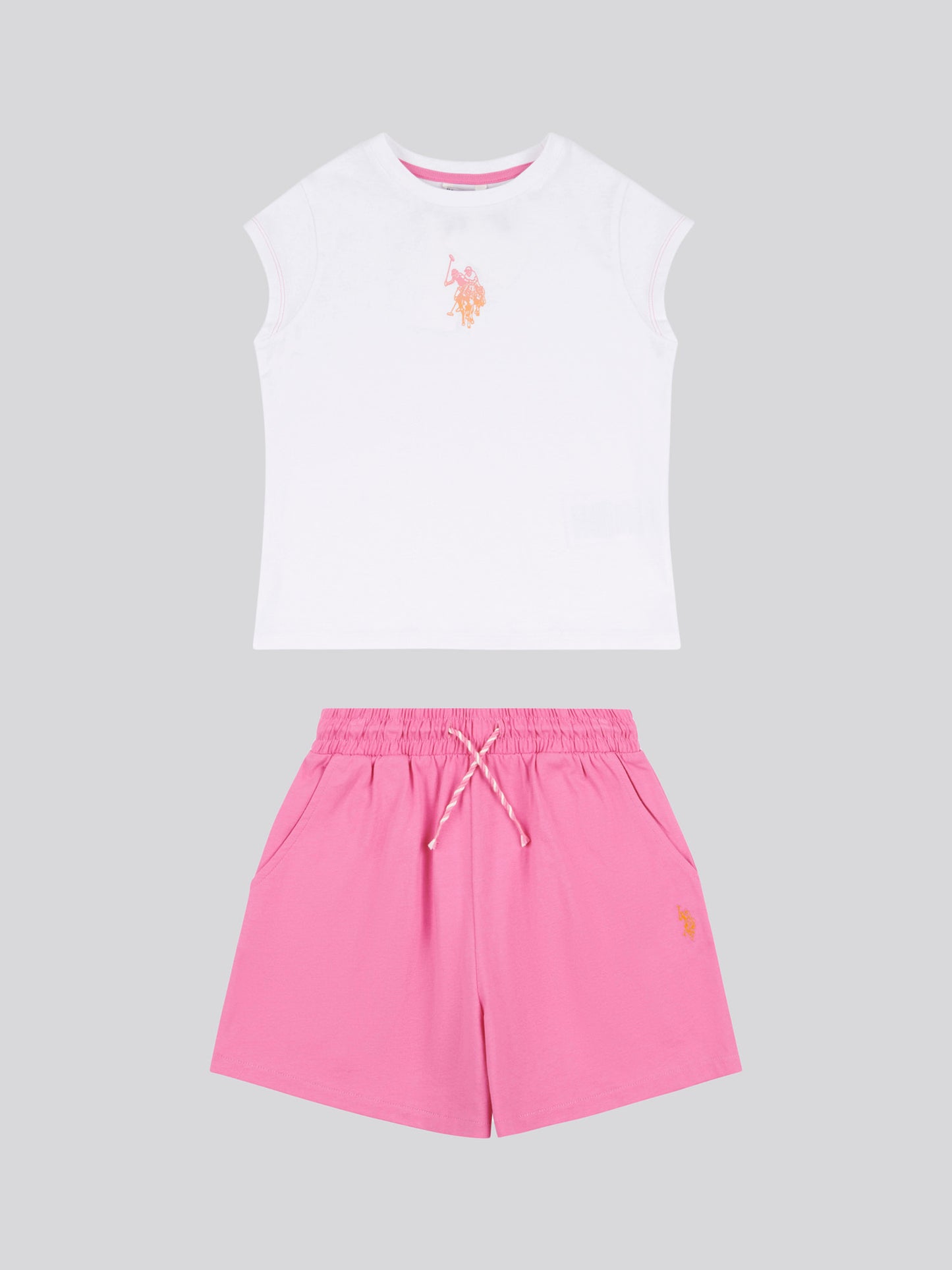 Girls Ombre Bermuda Shorts & T-Shirt Set in Bright White