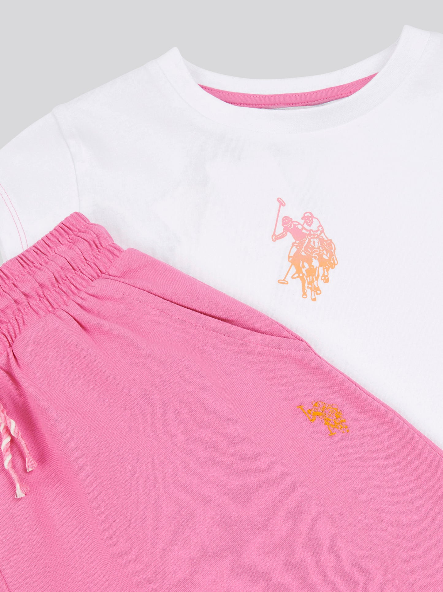 Girls Ombre Bermuda Shorts & T-Shirt Set in Bright White