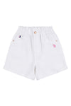 Girls Paperbag Waist Twill Shorts in Bright White