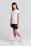 Girls Cap Sleeve Polo Shirt in Bright White