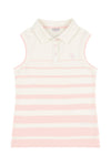 Girls Stripe Sleeveless Polo Shirt in Marshmallow