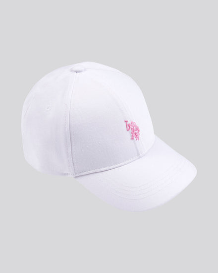 Girls Double Horsemen Cap in Bright White