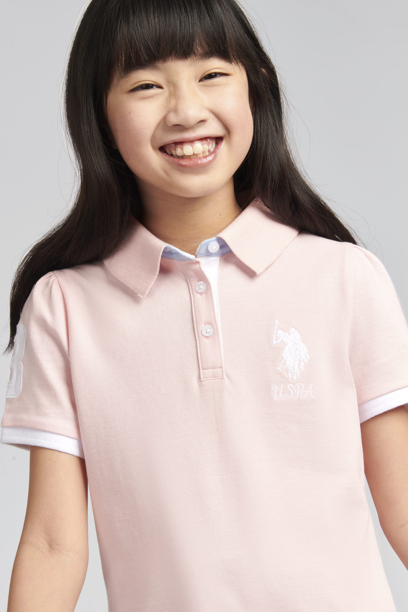 Girls Player 3 Pique Polo Shirt in Crystal Rose