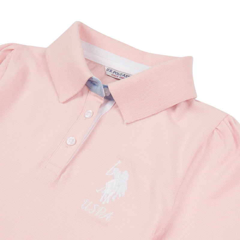 Girls Player 3 Pique Polo Shirt in Crystal Rose