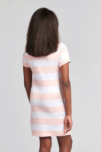 Girls Striped T-Shirt Dress in Crystal Rose