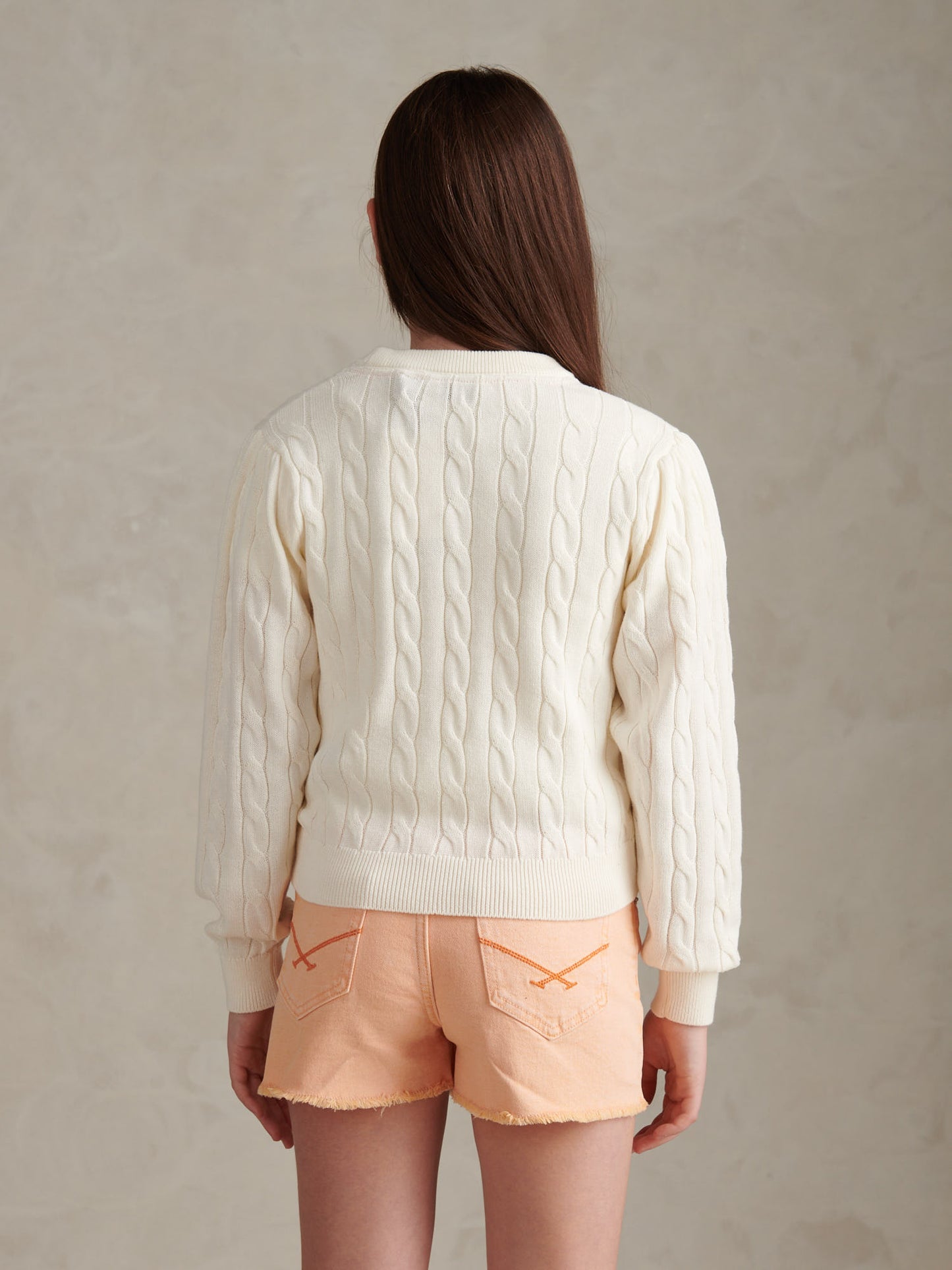 Girls Cable Knit Jumper Marshmallow