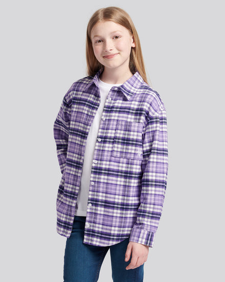 Girls Brushed Check Shirt in Viola