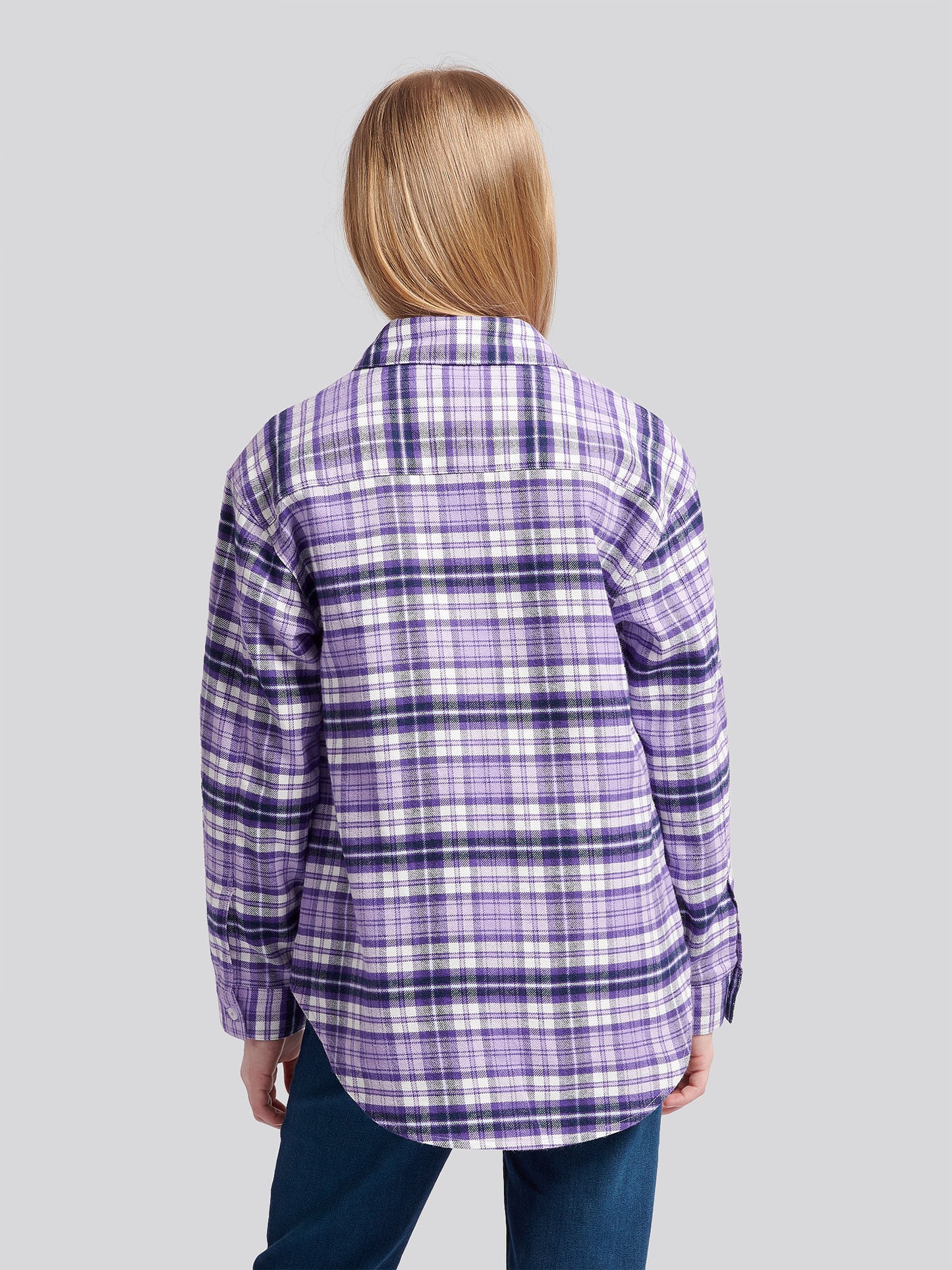 Girls Brushed Check Shirt in Viola