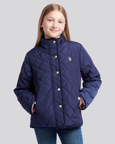 Girls Lightweight Quilted Jacket in Midnight Blue
