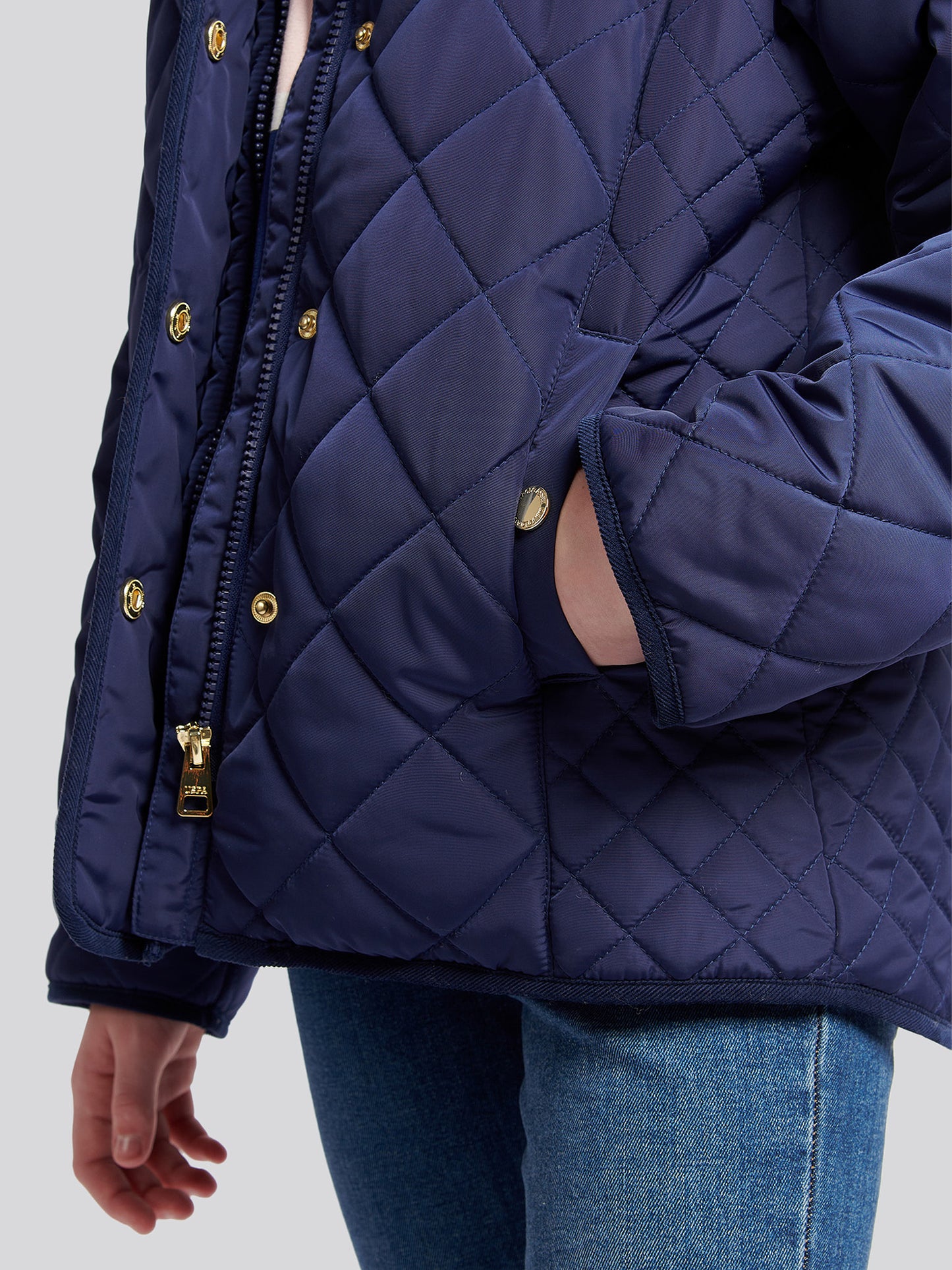 Girls Lightweight Quilted Jacket in Midnight Blue