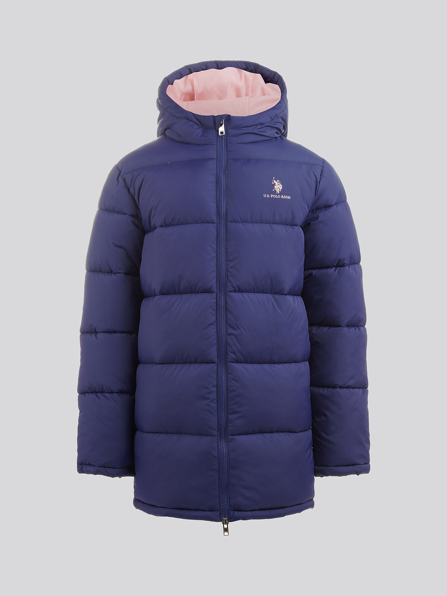 Girls Longline Puffer Jacket in Midnight Blue