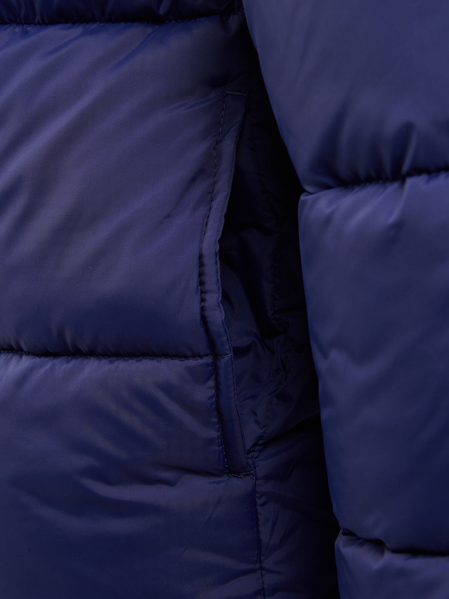 Girls Longline Puffer Jacket in Midnight Blue