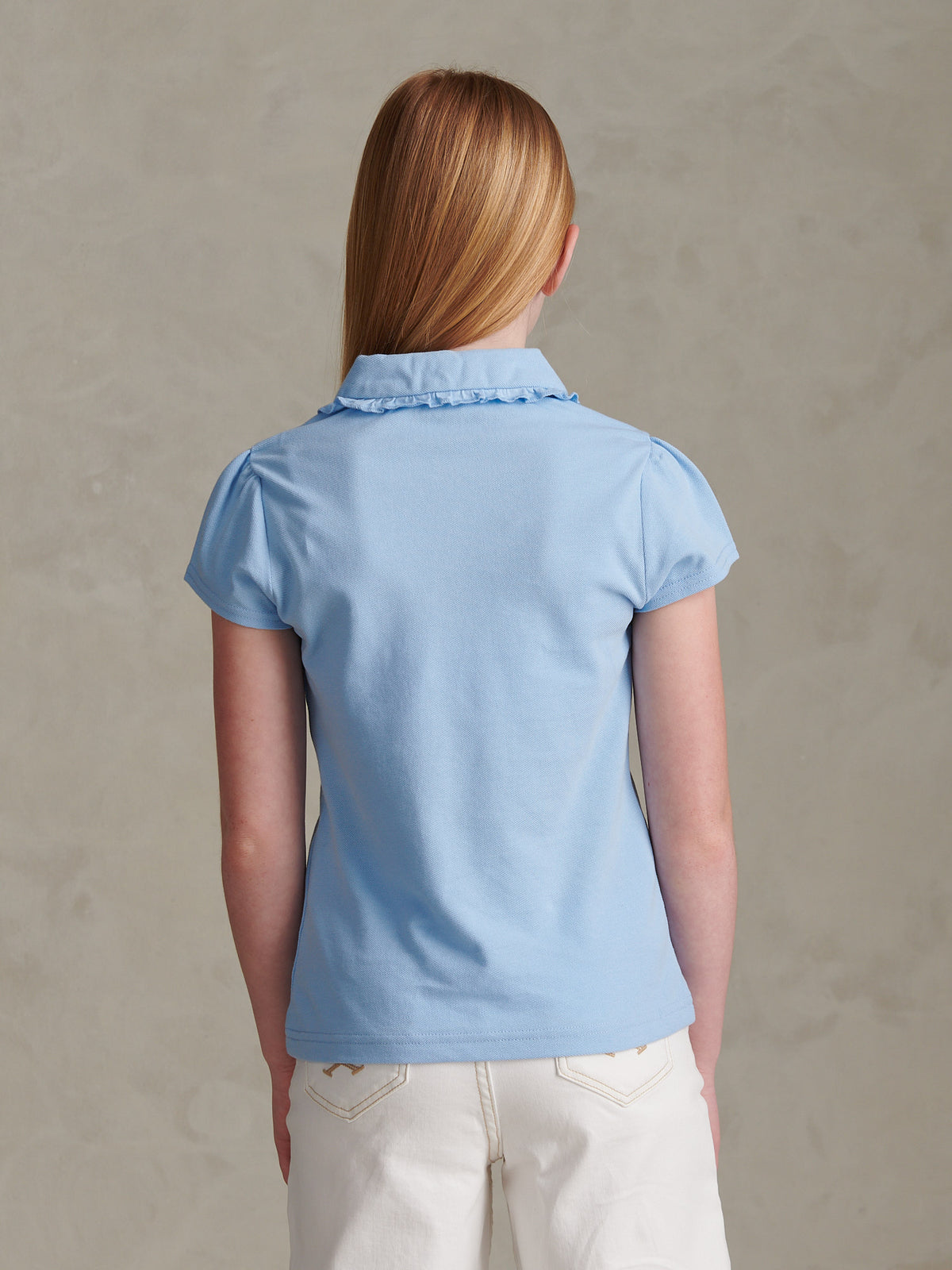 Girls Frill Collar Pique Polo Shirt Open Air