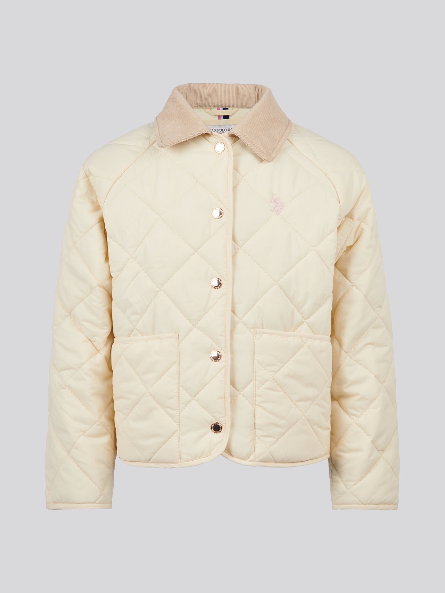 Girls Diamond Quilt Jacket in Marshmallow