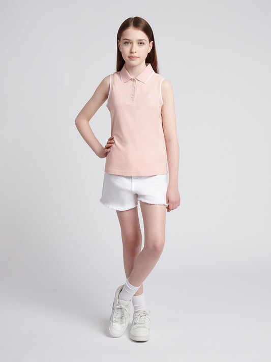 Girls Wash Denim Shorts in Bright White