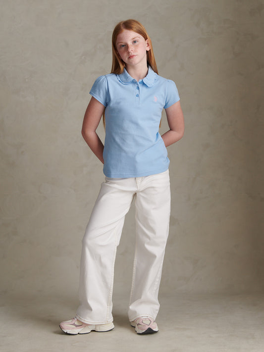 Girls Wide Leg Denim Jeans Bright White