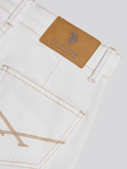 Girls Wide Leg Denim Jeans Bright White
