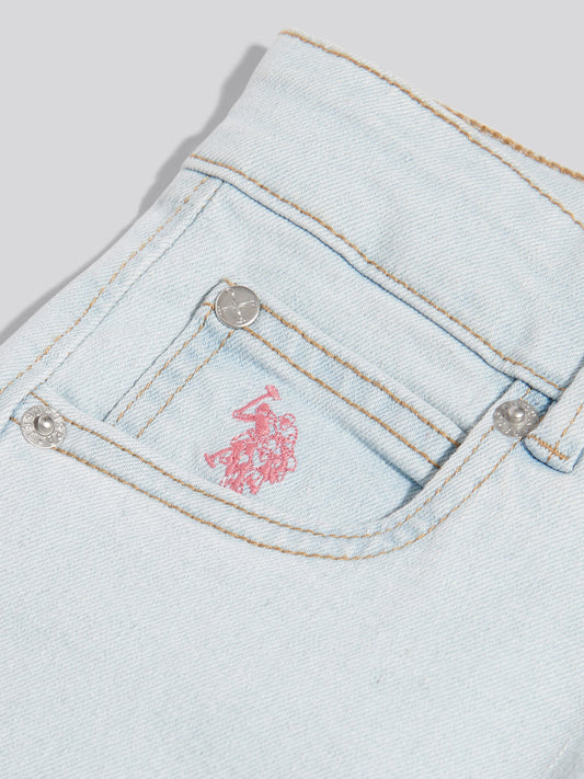 Girls Wide Leg Denim Jeans Light Wash