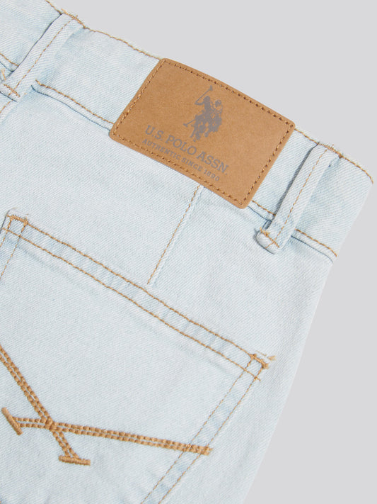 Girls Wide Leg Denim Jeans Light Wash