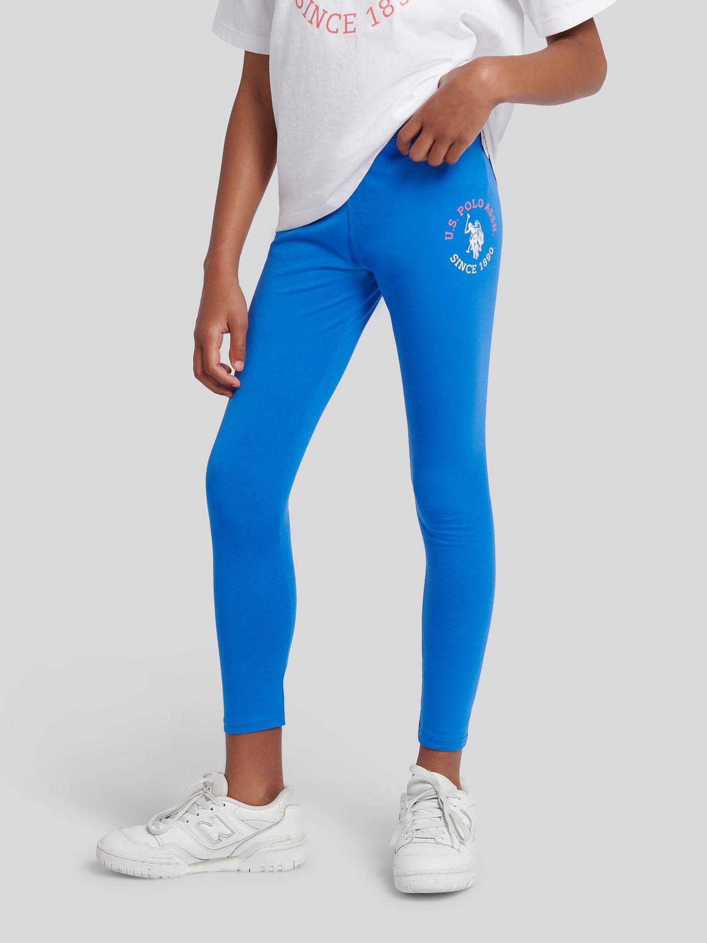 Girls Graphic Oversized T-Shirt & Legging Set in Strong Blue
