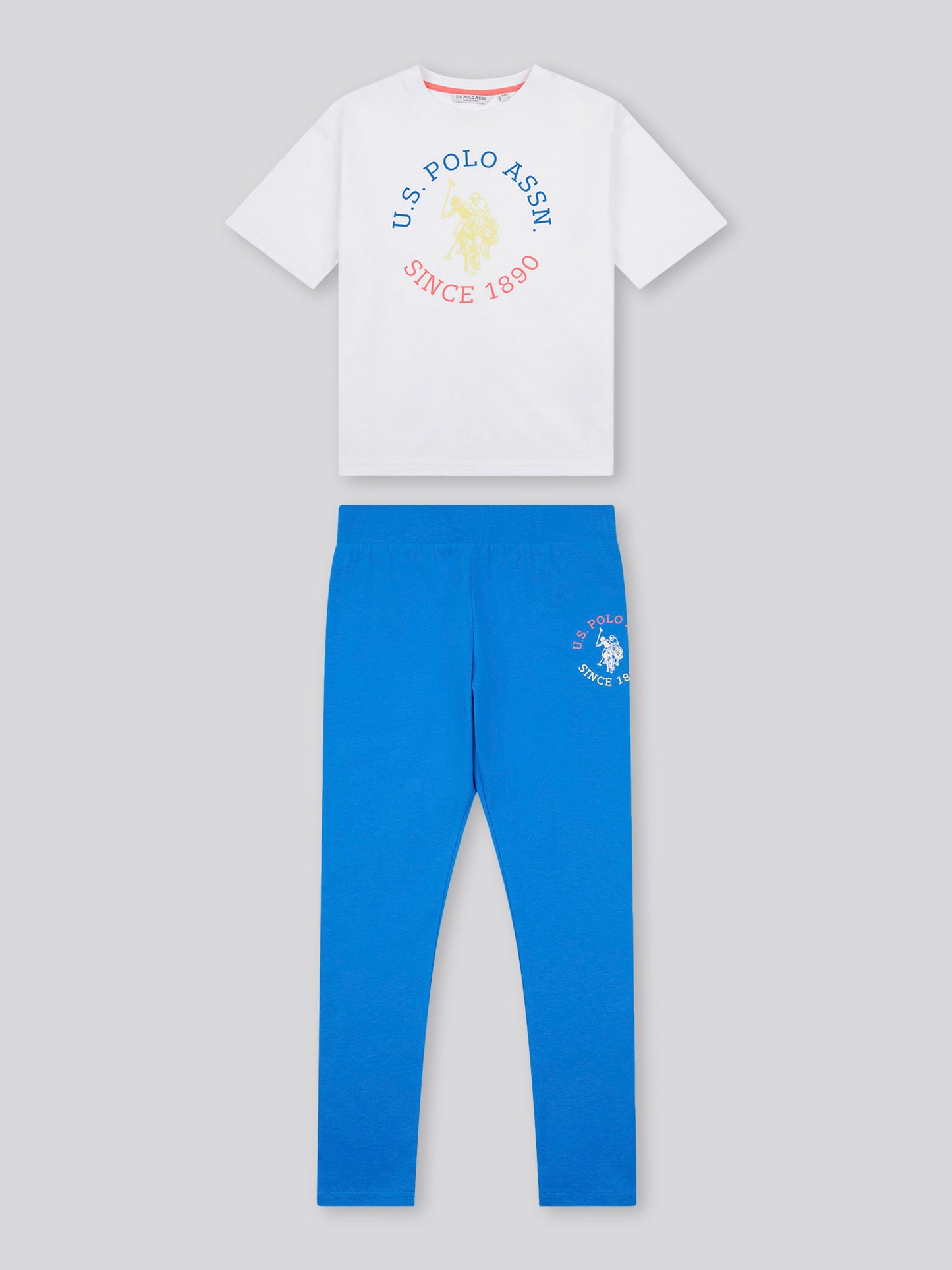 Girls Graphic Oversized T-Shirt & Legging Set in Strong Blue