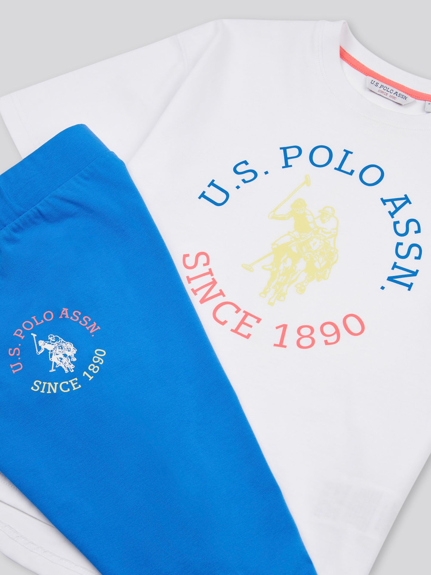 Girls Graphic Oversized T-Shirt & Legging Set in Strong Blue