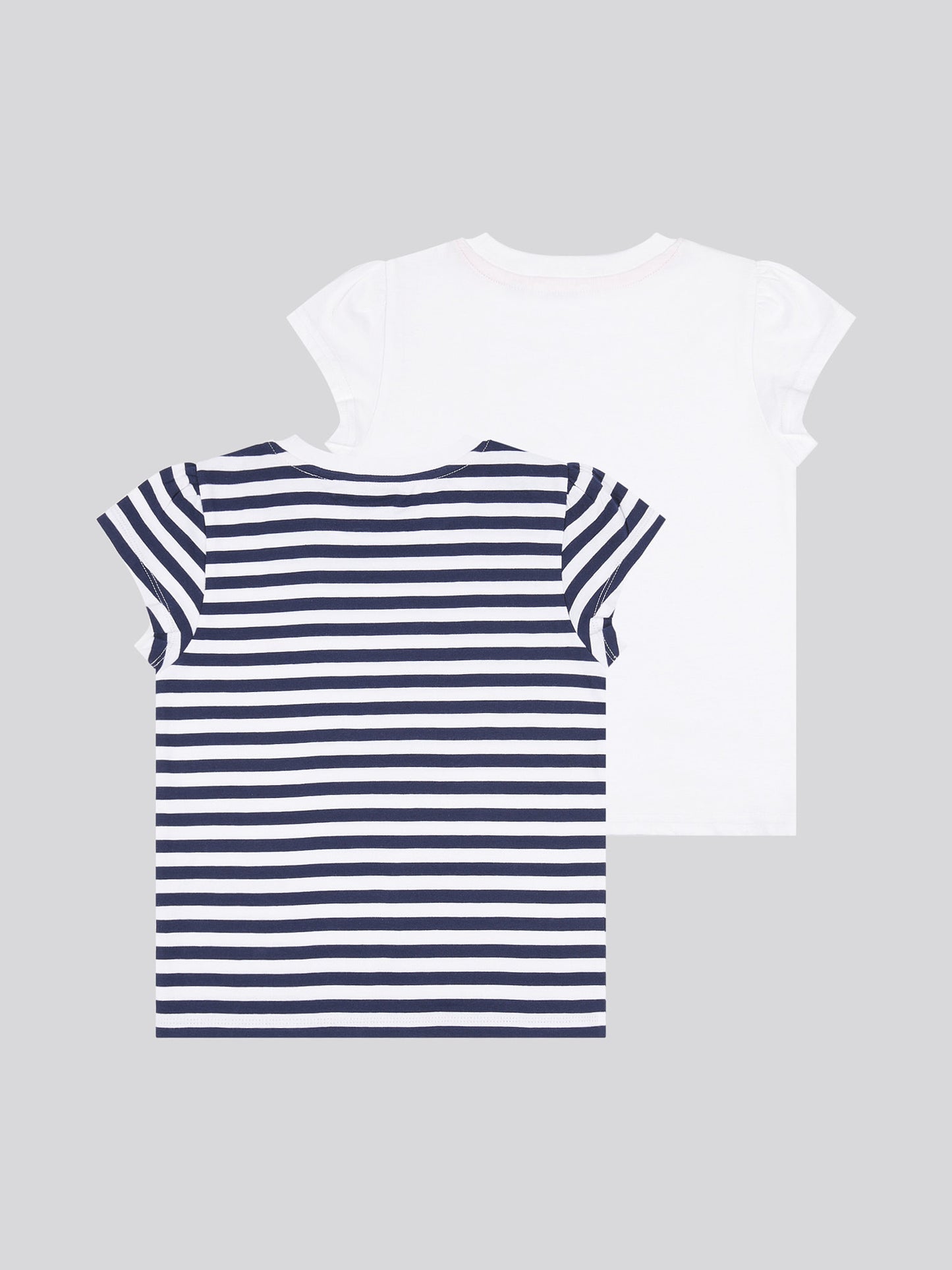 Girls Double Horsemen Mixed 2 Pack Cap Sleeve Tees in Navy Iris