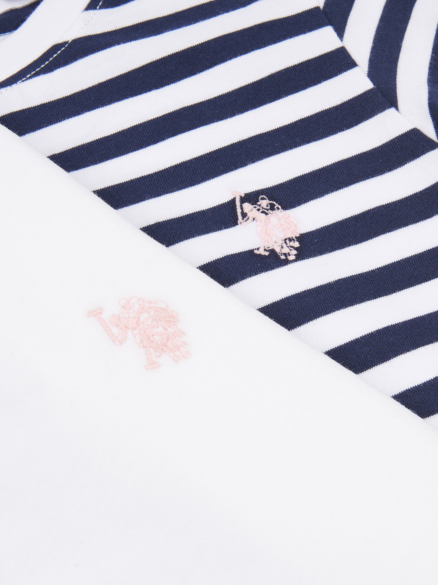 Girls Double Horsemen Mixed 2 Pack Cap Sleeve Tees in Navy Iris