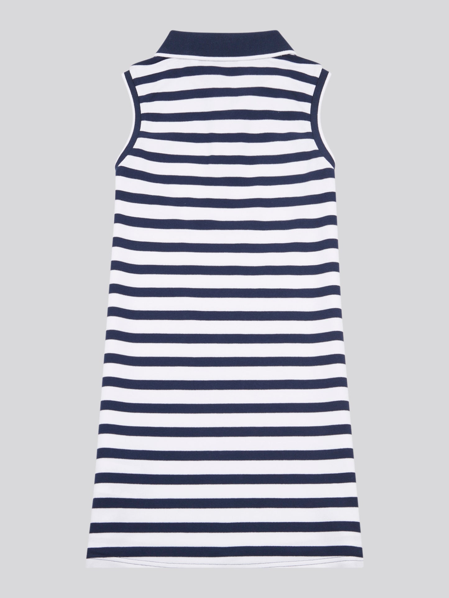 Girls Striped Sleeveless Polo Dress in Navy Iris