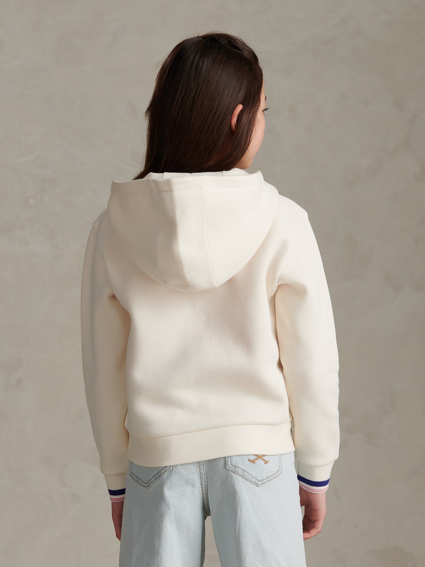Girls Double Horsemen Zip-Through Hoodie Marshmallow