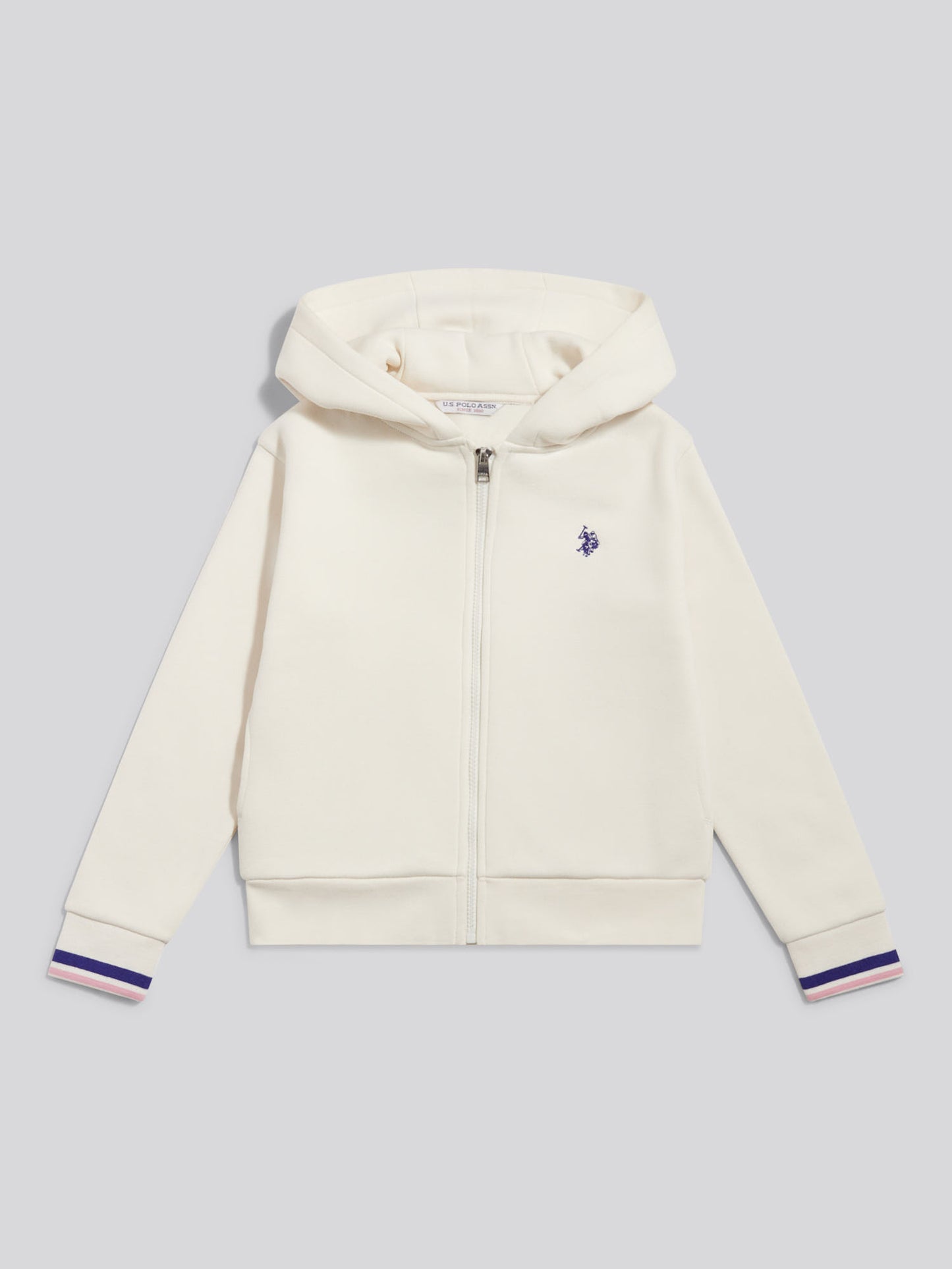 Girls Double Horsemen Zip-Through Hoodie Marshmallow