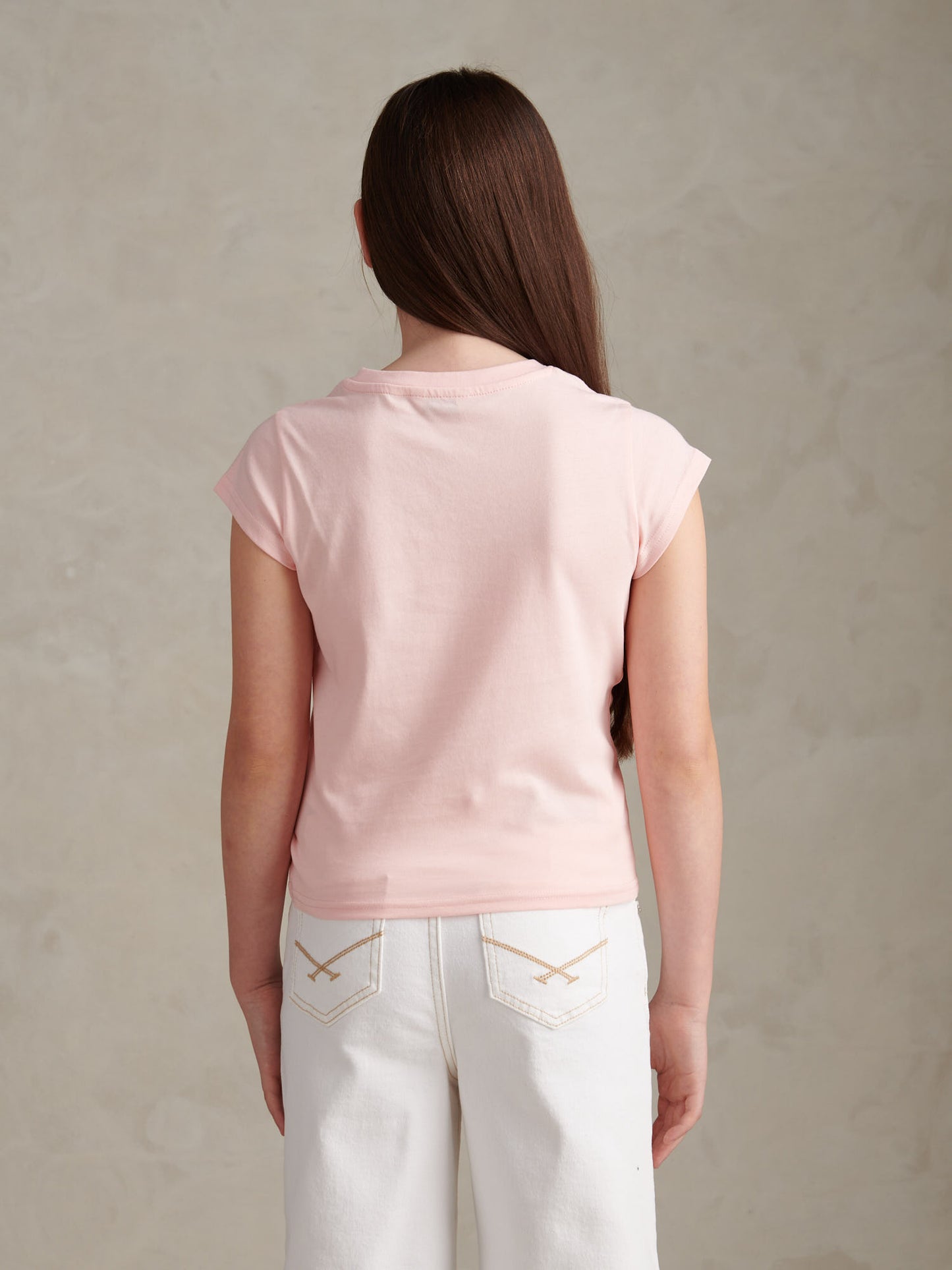 Girls Script Logo Cap Sleeve T-Shirt Crystal Rose