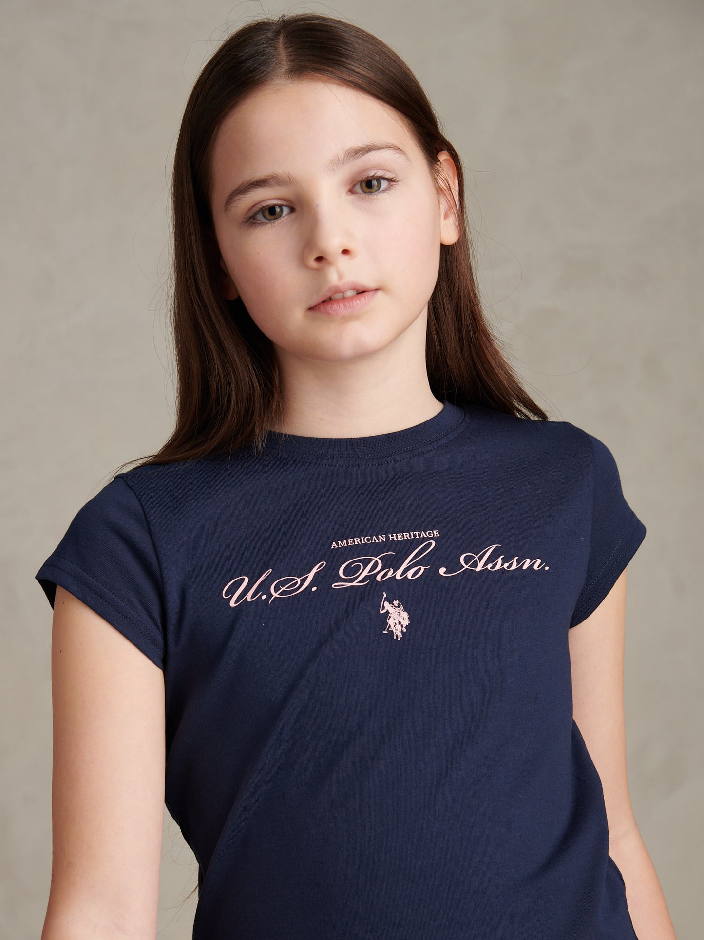 Girls Script Logo Cap Sleeve T-Shirt Navy Iris