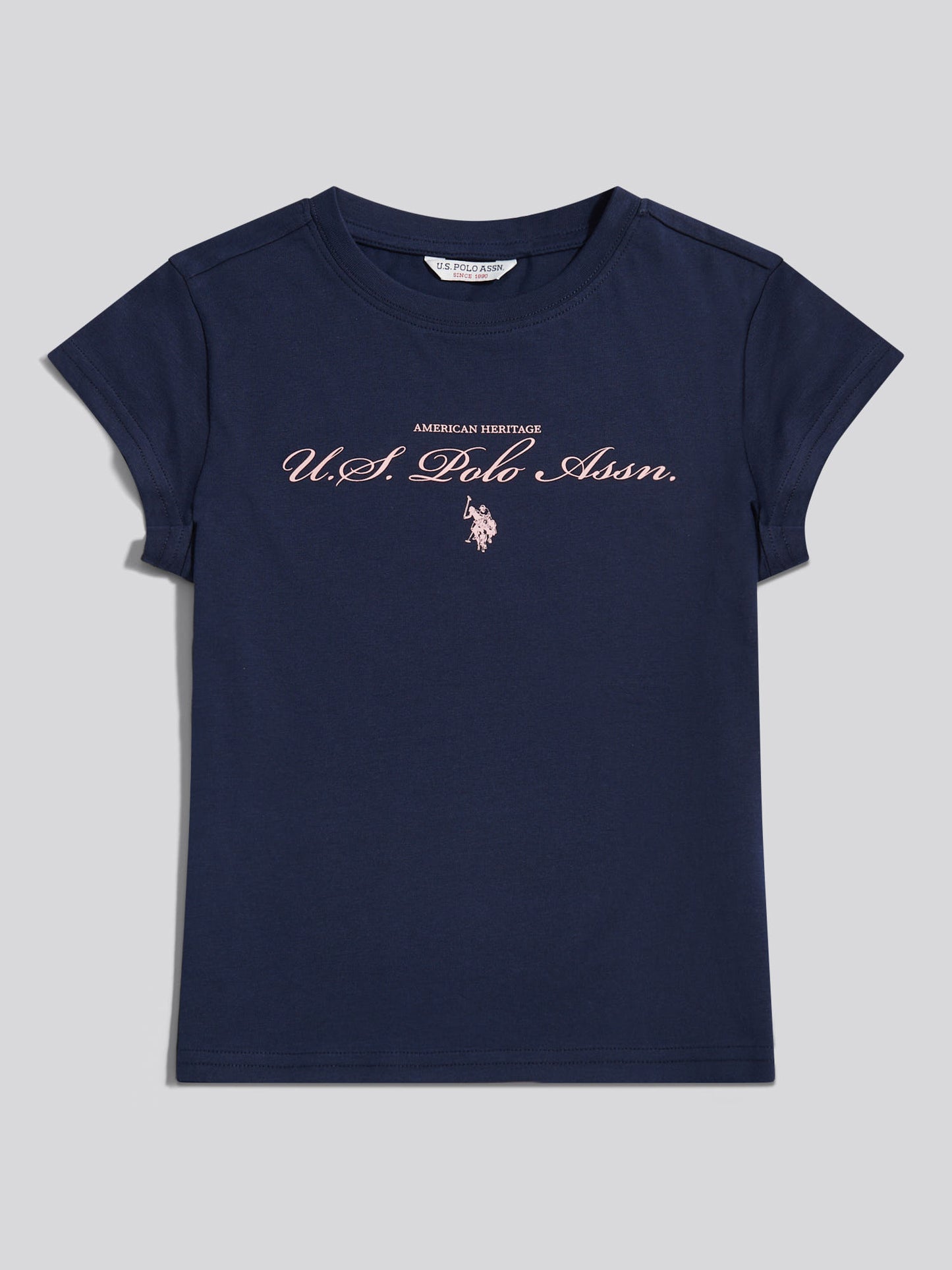 Girls Script Logo Cap Sleeve T-Shirt Navy Iris