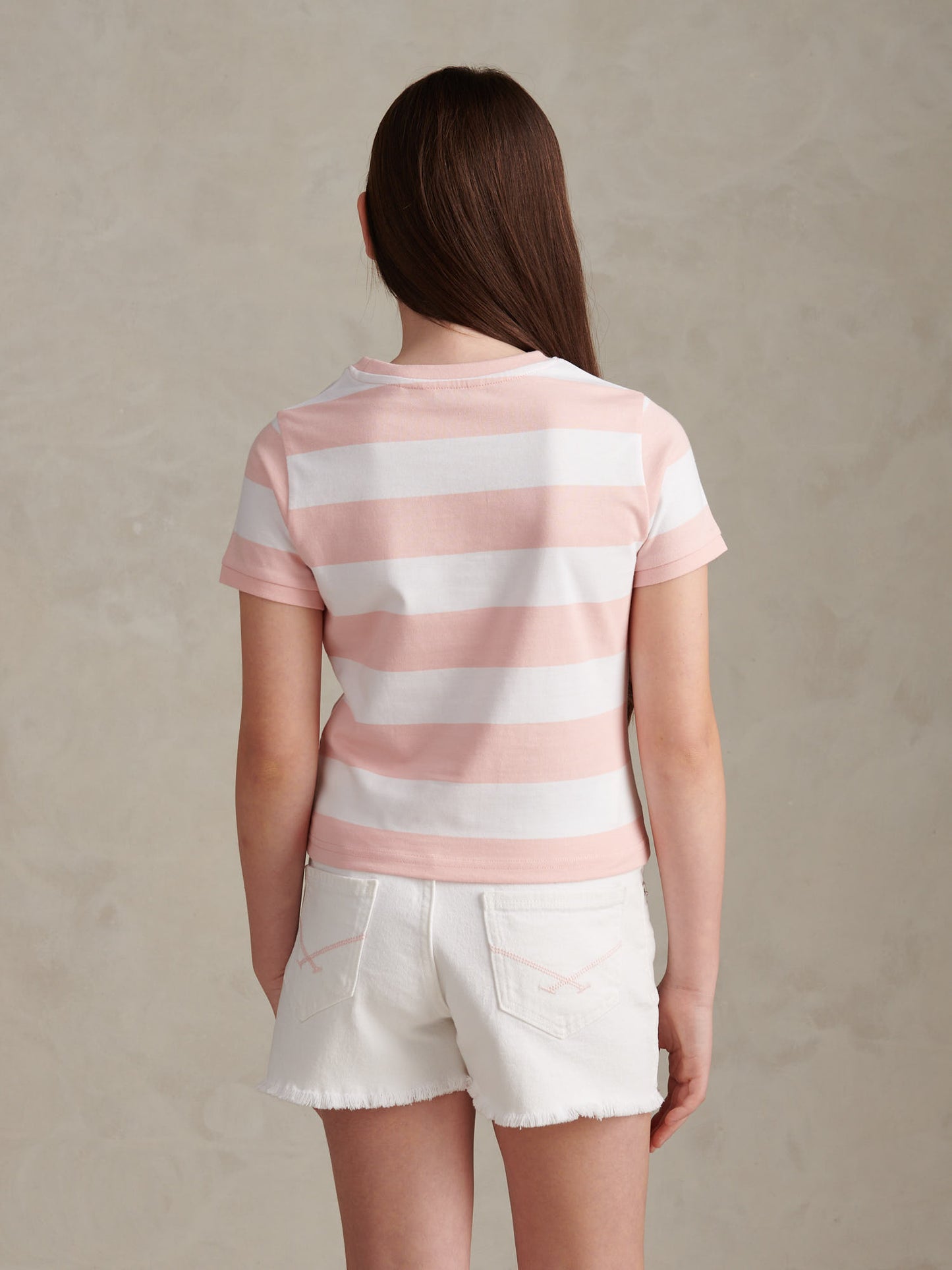 Girls Stripe Logo T-Shirt Crystal Rose
