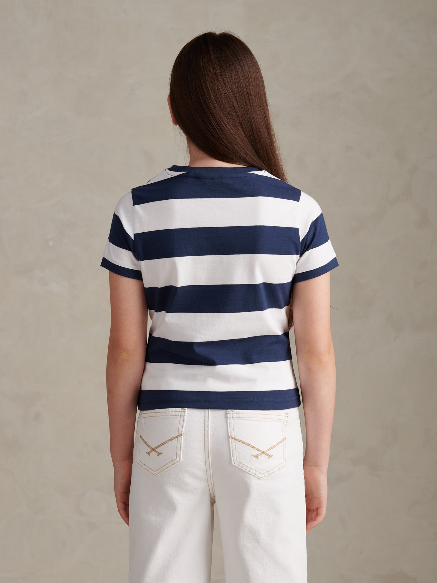 Girls Stripe Logo T-Shirt Navy Iris