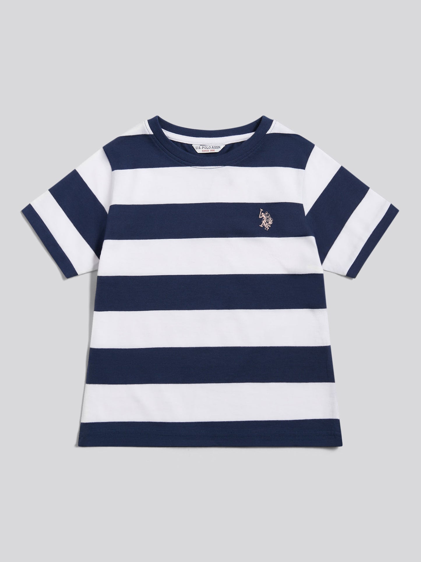 Girls Stripe Logo T-Shirt Navy Iris